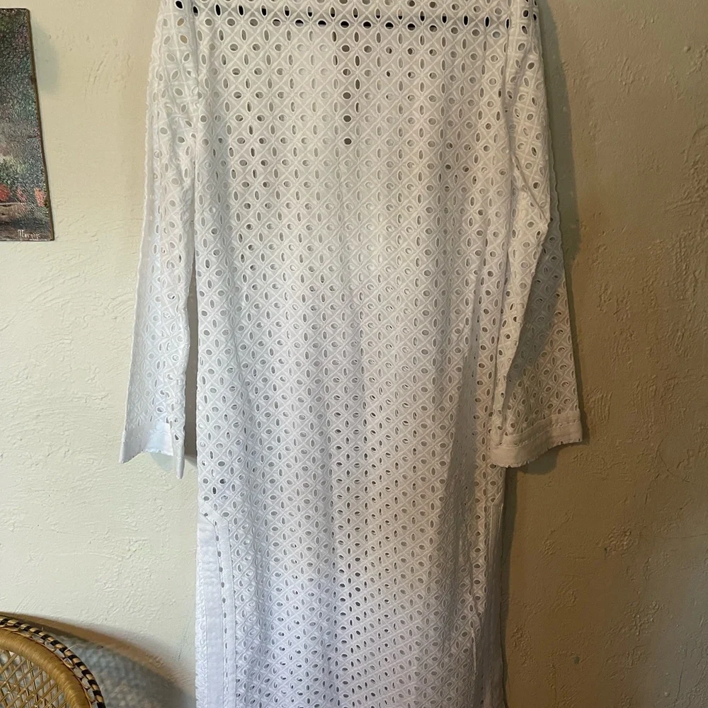 Tory Burch NWT Elegant White Eyelet Midi Length Tunic - Picture 8 of 10